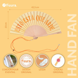 Fisura – Éventail en Bois Original avec Message “está Que arde”. Accessoire Moderne et coloré, Ventilateur à Main Jaune avec Cro