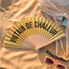 Fisura – Éventail en Bois avec Message « P*Tain de Chaleur », Design Paillettes dorées, Accessoire été Pliable avec dragonne, Ve