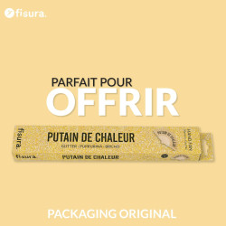 Fisura – Éventail en Bois avec Message « P*Tain de Chaleur », Design Paillettes dorées, Accessoire été Pliable avec dragonne, Ve