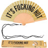 Fisura – Éventail en Bois Original avec Message “f*cking Hot”. Accessoire Moderne et Scintillant, Ventilateur de Poche doré à Pa