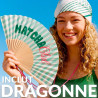Fisura – Éventail en Bois « Matcha Club », éventail à Main Moderne Vert à Rayures, Accessoire été Tendance avec dragonne Incluse
