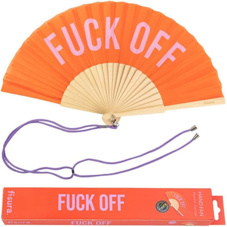 Fisura – Éventail pliable original avec message amusant en anglais, ventilateur pliable en bois pour femme avec cintre – Dimensi
