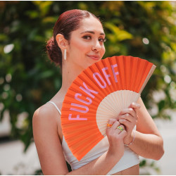 Fisura – Éventail pliable original avec message amusant en anglais, ventilateur pliable en bois pour femme avec cintre – Dimensi