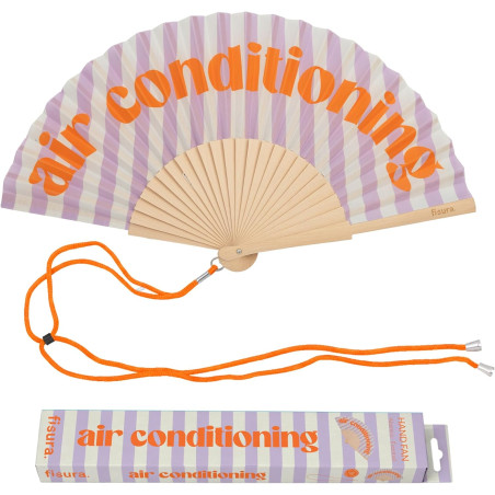 Fisura – Éventail Original “Air Conditioning” en Bois, Rayures Lilas, éventail à Main Moderne et coloré avec Cordon Inclus, idée