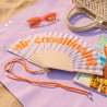 Fisura – Éventail Original “Air Conditioning” en Bois, Rayures Lilas, éventail à Main Moderne et coloré avec Cordon Inclus, idée
