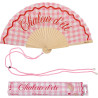 Fisura – Éventail Original avec Message “Chaleur d'été”. Accessoire en Bois Moderne et coloré. Ventilateur à Main à Carreaux Ros