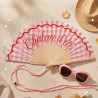 Fisura – Éventail Original avec Message “Chaleur d'été”. Accessoire en Bois Moderne et coloré. Ventilateur à Main à Carreaux Ros