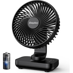 EasyAcc Ventilateur Rechargeable Portable USB, Jusqu'à 15h, 4000mAh Batterie Petit Silencieux Ventilateurs Bureau de Table Puiss
