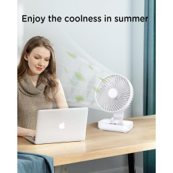 EasyAcc Ventilateur Silencieux Portable USB, Automatique 120° Oscillation°+ 90° Inclinaison, Batterie 4000mAh, 4 Vitesses, Détac