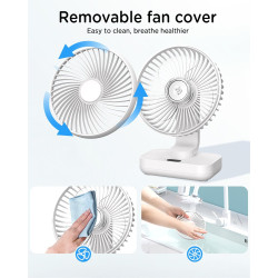 EasyAcc Ventilateur Silencieux Portable USB, Automatique 120° Oscillation°+ 90° Inclinaison, Batterie 4000mAh, 4 Vitesses, Détac