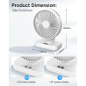 EasyAcc Ventilateur Silencieux Portable USB, Automatique 120° Oscillation°+ 90° Inclinaison, Batterie 4000mAh, 4 Vitesses, Détac