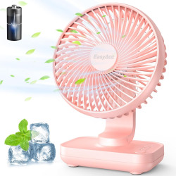 EasyAcc Ventilateur Portable USB, 4000mAh Batterie Petit Silencieux Ventilateurs Bureau de table Puissant, 4 Vitesses, Mini Base