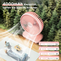 EasyAcc Ventilateur Portable USB, 4000mAh Batterie Petit Silencieux Ventilateurs Bureau de table Puissant, 4 Vitesses, Mini Base