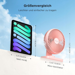 EasyAcc Ventilateur Portable USB, 4000mAh Batterie Petit Silencieux Ventilateurs Bureau de table Puissant, 4 Vitesses, Mini Base