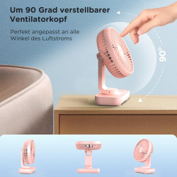 EasyAcc Ventilateur Portable USB, 4000mAh Batterie Petit Silencieux Ventilateurs Bureau de table Puissant, 4 Vitesses, Mini Base