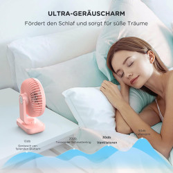 EasyAcc Ventilateur Portable USB, 4000mAh Batterie Petit Silencieux Ventilateurs Bureau de table Puissant, 4 Vitesses, Mini Base
