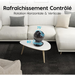 Iris Ohyama, Woozoo Ventilateur de Table, 30m², Noir Boisé, 5 Vitesses, Télécommande, Oscillation Multidirectionnelle, Minuteur 