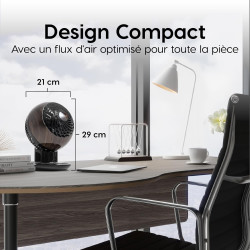 Iris Ohyama, Woozoo Ventilateur de Table, 30m², Noir Boisé, 5 Vitesses, Télécommande, Oscillation Multidirectionnelle, Minuteur 
