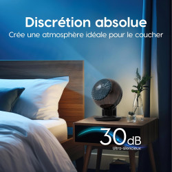 Iris Ohyama, Woozoo Ventilateur de Table, 30m², Noir Boisé, 5 Vitesses, Télécommande, Oscillation Multidirectionnelle, Minuteur 