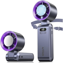 PTHTECHUS Ventilateur Portable,Ultra Rapide 10m/s,Rechargeable USB 5000mAh,1-199 Vitesses,Affichage LCD,Ventilateur de Poche ave