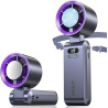 PTHTECHUS Ventilateur Portable,Ultra Rapide 10m/s,Rechargeable USB 5000mAh,1-199 Vitesses,Affichage LCD,Ventilateur de Poche ave