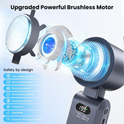 PTHTECHUS Ventilateur Portable,Ultra Rapide 10m/s,Rechargeable USB 5000mAh,1-199 Vitesses,Affichage LCD,Ventilateur de Poche ave