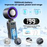 PTHTECHUS Ventilateur Portable,Ultra Rapide 10m/s,Rechargeable USB 5000mAh,1-199 Vitesses,Affichage LCD,Ventilateur de Poche ave