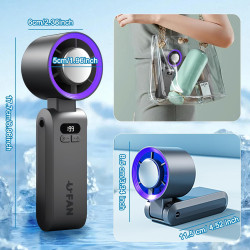 PTHTECHUS Ventilateur Portable,Ultra Rapide 10m/s,Rechargeable USB 5000mAh,1-199 Vitesses,Affichage LCD,Ventilateur de Poche ave