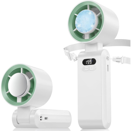 PTHTECHUS Ventilateur Portable,Ultra Rapide 10m/s,Rechargeable USB 5000mAh,1-199 Vitesses,Affichage LCD,Ventilateur de Poche ave