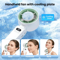 PTHTECHUS Ventilateur Portable,Ultra Rapide 10m/s,Rechargeable USB 5000mAh,1-199 Vitesses,Affichage LCD,Ventilateur de Poche ave
