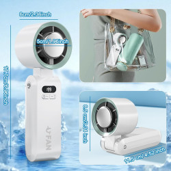 PTHTECHUS Ventilateur Portable,Ultra Rapide 10m/s,Rechargeable USB 5000mAh,1-199 Vitesses,Affichage LCD,Ventilateur de Poche ave