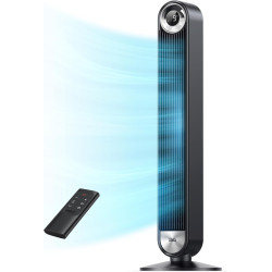 Dreo Ventilateur tour oscillant à 90° avec télécommande, pour chambre à coucher, 106,7 cm, 6 vitesses, 3 + 1 modes, grand écran 
