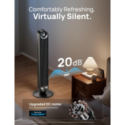 Dreo Ventilateur tour oscillant à 90° avec télécommande, pour chambre à coucher, 106,7 cm, 6 vitesses, 3 + 1 modes, grand écran 