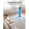 Dreo Ventilateur tour oscillant à 90° avec télécommande, pour chambre à coucher, 106,7 cm, 6 vitesses, 3 + 1 modes, grand écran 