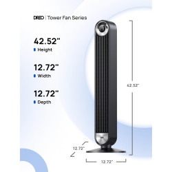 Dreo Ventilateur tour oscillant à 90° avec télécommande, pour chambre à coucher, 106,7 cm, 6 vitesses, 3 + 1 modes, grand écran 