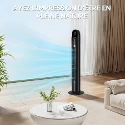 LEADZM Ventilateur Colonne 90W Tour Oscillant 87 cm avec Angle de 90 Degrés,3 Vitesses, commande soft touch,minuterie 9h,silenci
