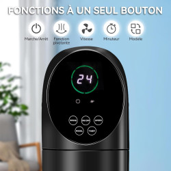 LEADZM Ventilateur Colonne 90W Tour Oscillant 87 cm avec Angle de 90 Degrés,3 Vitesses, commande soft touch,minuterie 9h,silenci
