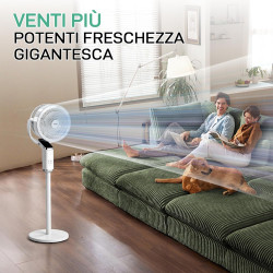 LEADZM Ventilateur sur Pied Silencieux Circulateur, Oscillation 90°+120°, 62–112 cm Hauteur Réglable,8 Vitesses, Minuterie 15 h