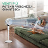 LEADZM Ventilateur sur Pied Silencieux Circulateur, Oscillation 90°+120°, 62–112 cm Hauteur Réglable,8 Vitesses, Minuterie 15 h