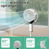 LEADZM Ventilateur sur Pied Silencieux Circulateur, Oscillation 90°+120°, 62–112 cm Hauteur Réglable,8 Vitesses, Minuterie 15 h