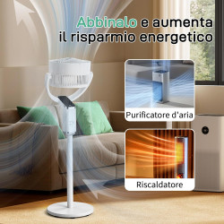 LEADZM Ventilateur sur Pied Silencieux Circulateur, Oscillation 90°+120°, 62–112 cm Hauteur Réglable,8 Vitesses, Minuterie 15 h