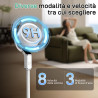 LEADZM Ventilateur sur Pied Silencieux Circulateur, Oscillation 90°+120°, 62–112 cm Hauteur Réglable,8 Vitesses, Minuterie 15 h
