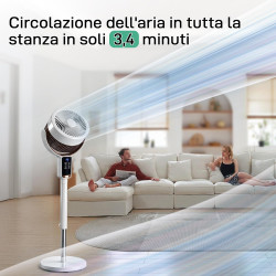 LEADZM Ventilateur sur Pied Silencieux Circulateur, Oscillation 90°+80°, 62–115 cm Hauteur Réglable,3 Vitesses, Minuterie 12 h