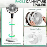 LEADZM Ventilateur sur Pied Silencieux Circulateur, Oscillation 90°+80°, 62–115 cm Hauteur Réglable,3 Vitesses, Minuterie 12 h