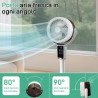 LEADZM Ventilateur sur Pied Silencieux Circulateur, Oscillation 90°+80°, 62–115 cm Hauteur Réglable,3 Vitesses, Minuterie 12 h