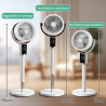 LEADZM Ventilateur sur Pied Silencieux Circulateur, Oscillation 90°+80°, 62–115 cm Hauteur Réglable,3 Vitesses, Minuterie 12 h