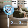 LEADZM Ventilateur sur Pied Silencieux Circulateur, Oscillation 90°+80°, 62–115 cm Hauteur Réglable,3 Vitesses, Minuterie 12 h