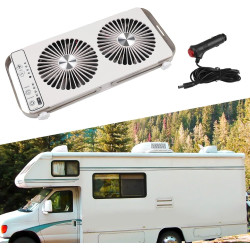 Ventilateur de fenêtre de toit pour camping-car, double fenêtre, 4 réglages de vitesse, panneaux extensibles de 37 à 59 cm, pour