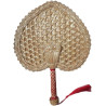 HUFFA Éventails tissés à la main, grands éventails en paille de blé, éventails antiques à bords colorés à manivelle (Color : Bab