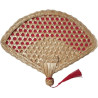 Huffa éventails tissés à la main, grands éventails en paille de blé, éventails antiques à bords colorés à manivelle (color : sec